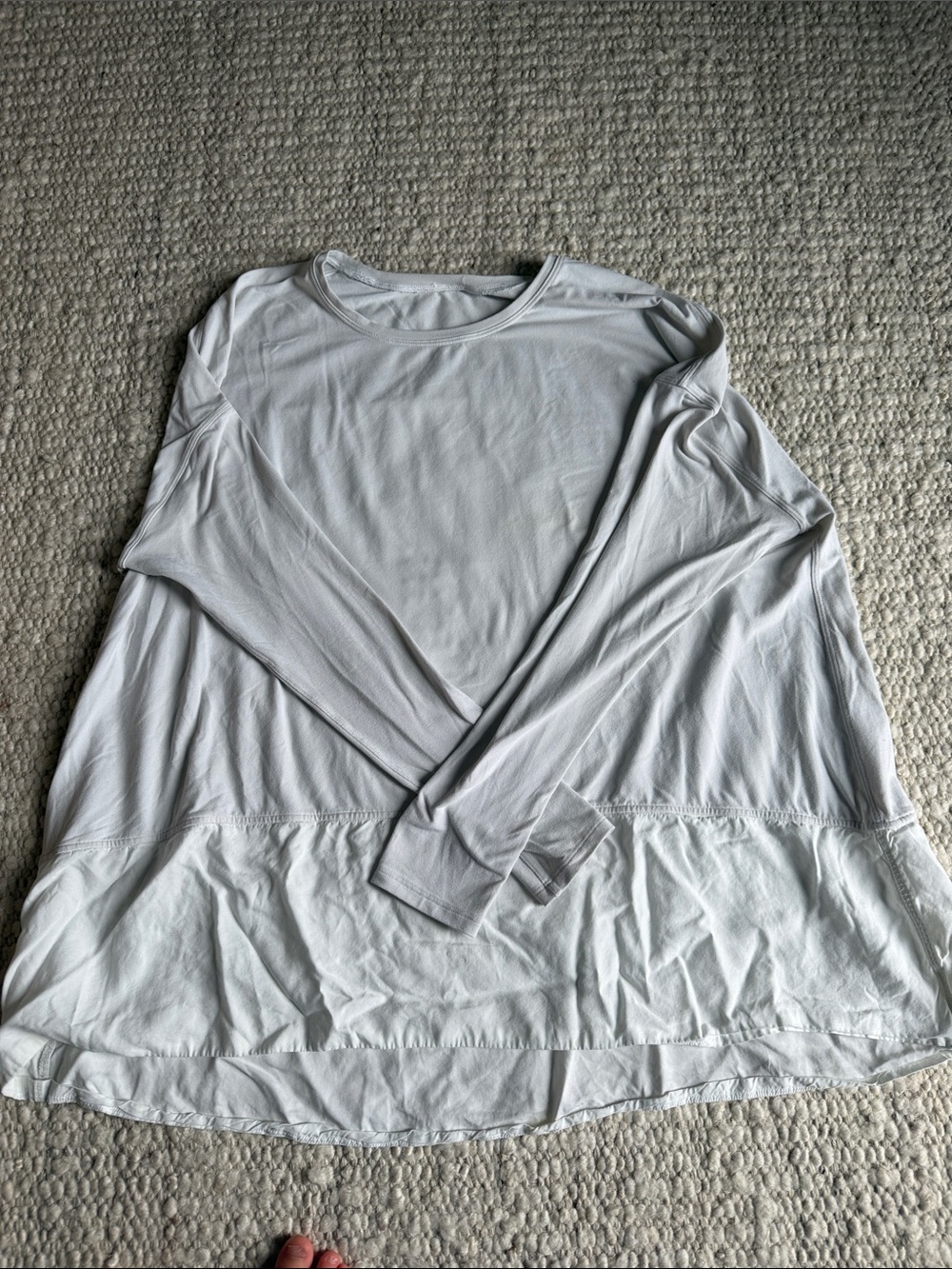 White Long-Sleeve Women's Top - Soft Layered Hem
